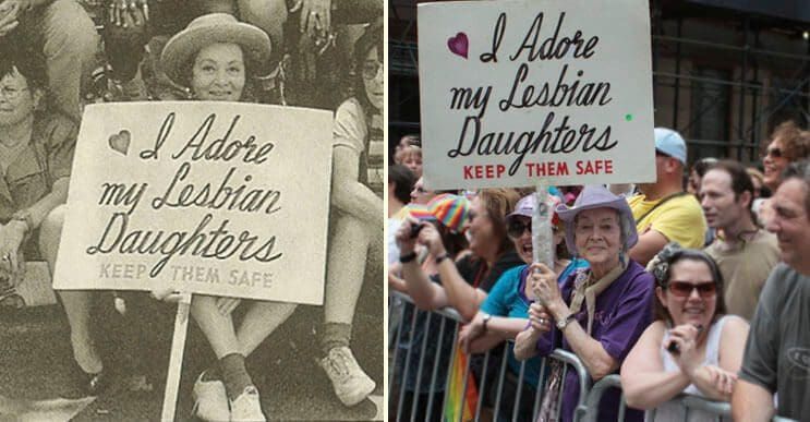Madre está más que orgullosa de sus hijas lesbianas y lo muestra hace 30 años de esta manera