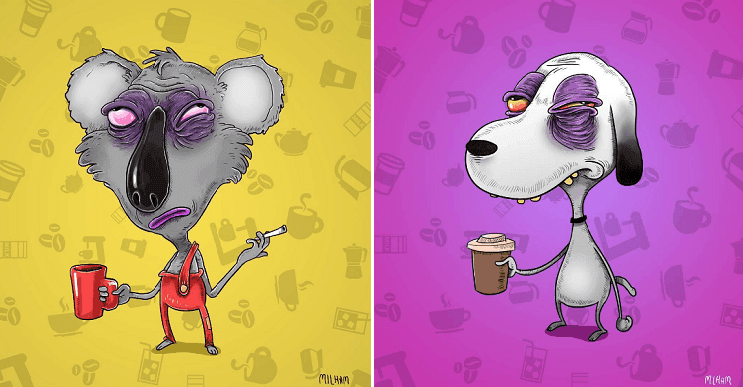 Conocidos personajes animados en la mañana antes de su café