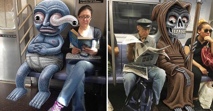 Este artista crea los más singulares personajes en su camino al trabajo