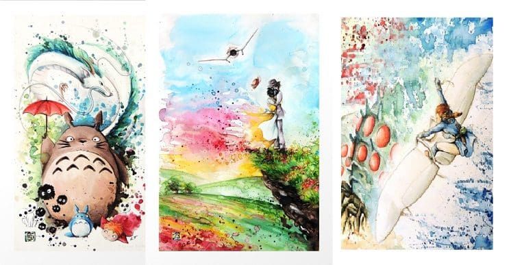 Las acuarelas de Louise Terrier y el universo de Studio Ghibli
