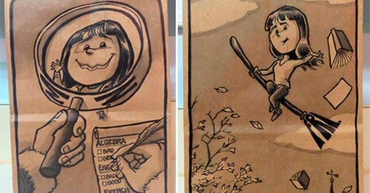 Los almuerzos de estos niños son de lo más genial gracias a estas bolsas hechas por papá