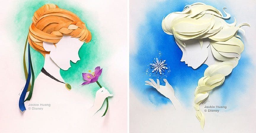 Los personajes de Disney creados con capas de papel