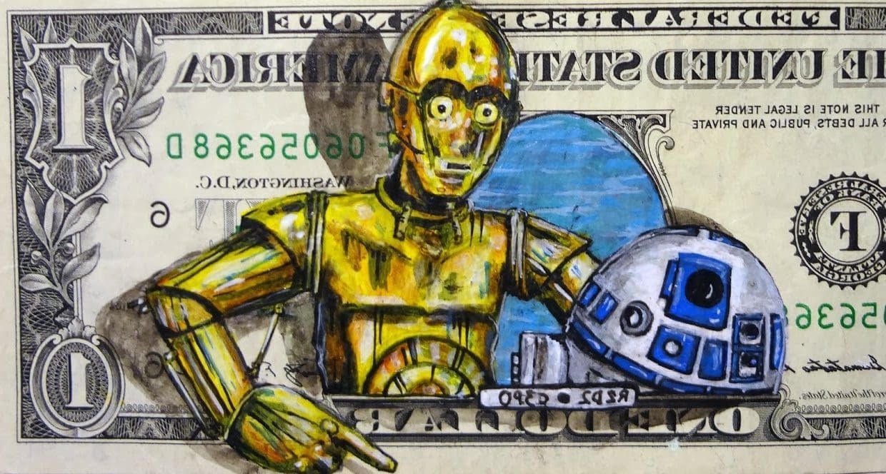 Billetes de un dólar son usados como lienzo para dibujos de conocidos personajes